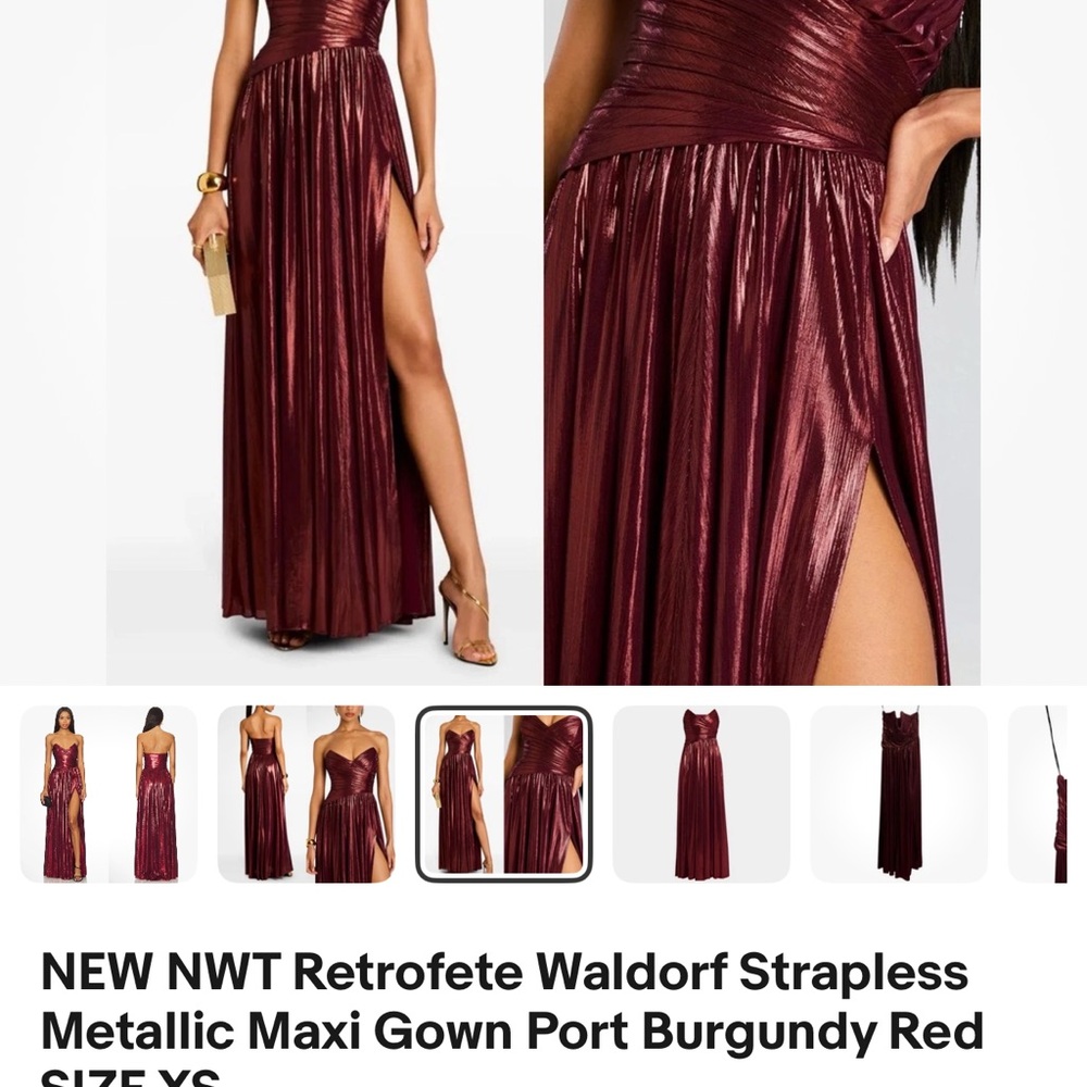 Retrofete Strapless Metallic Maxi Dress - Burgundy - Picture 4 of 5